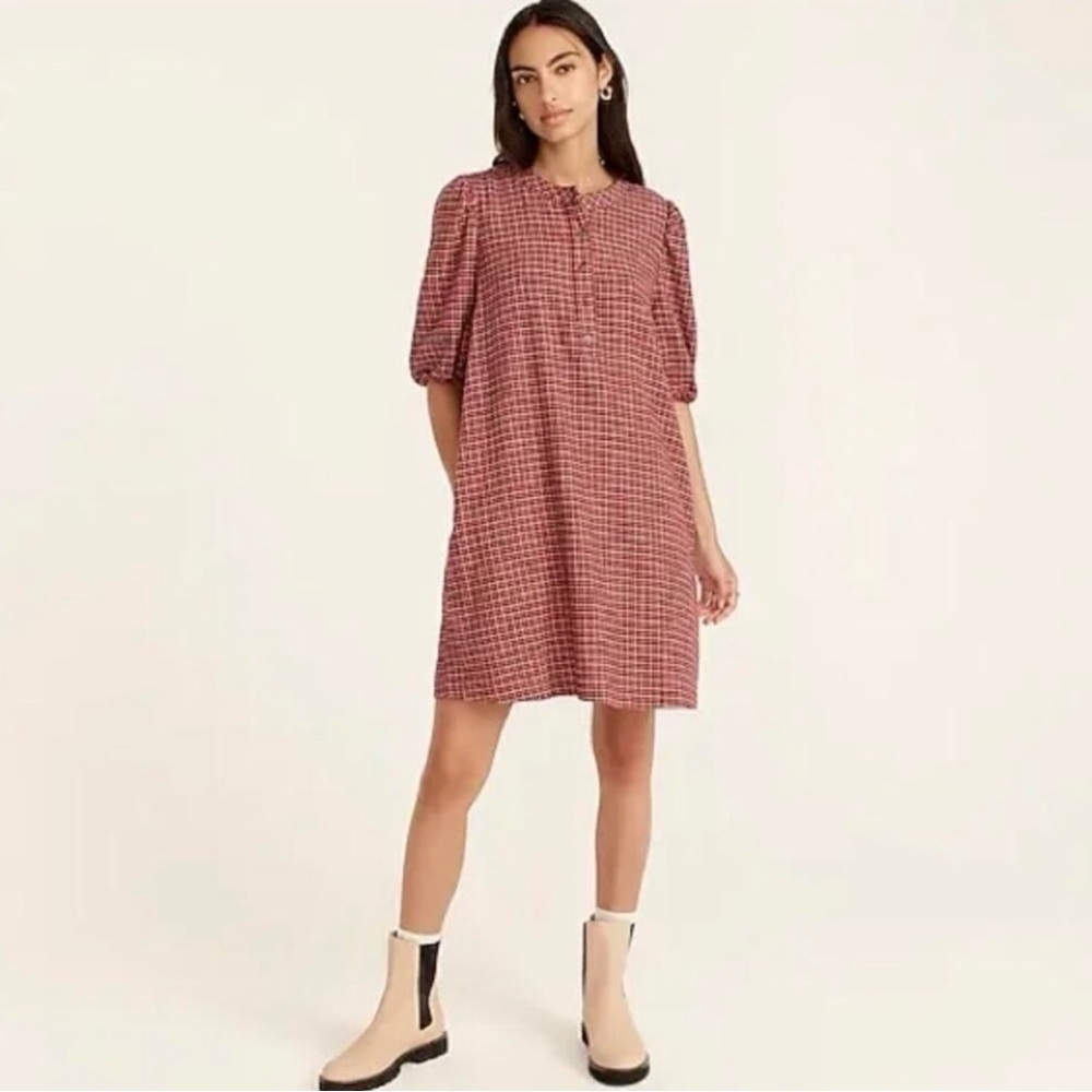 J. Crew Popover Dress in Brushed Flannel